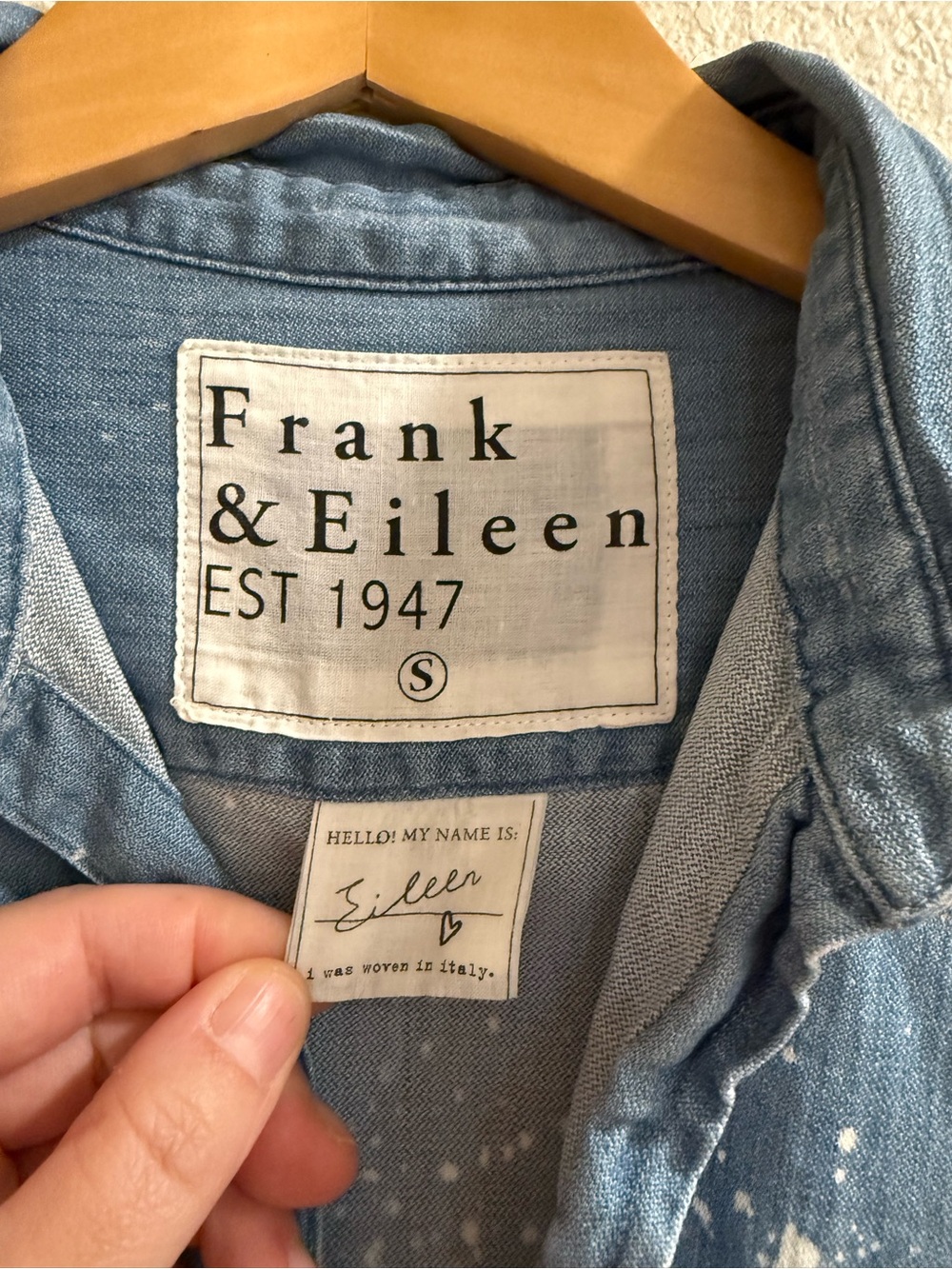 Frank and Eileen, button-down shirt bleach splatter small - Picture 2 of 3